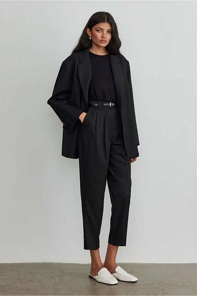 Suud Collection Black Leather Riding Pants