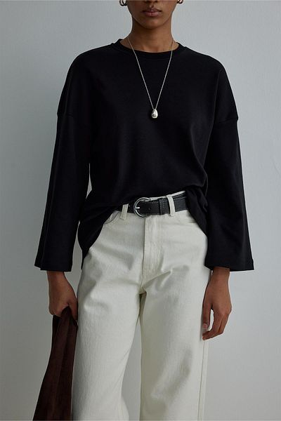 Suud Collection Μαύρο μακρυμάνικο μπλουζάκι Katie Oversize