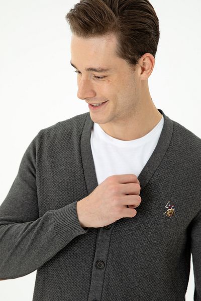 U.S. Polo Assn. Men's Anthracite Melange Basic Knitwear Cardigan 50268939-Vr081