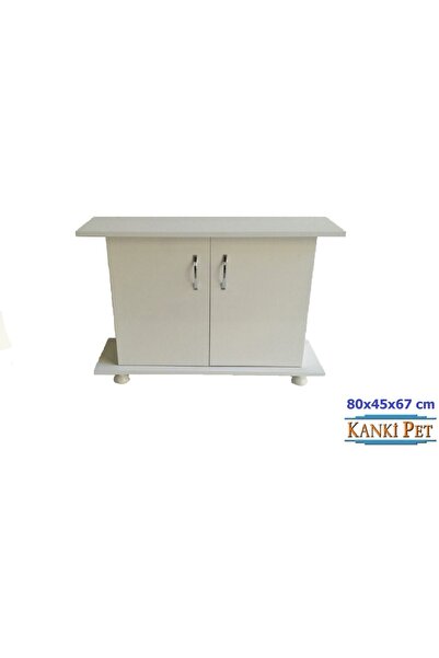 Kanki Pet Akvaryum Sehpası MDF Lüks Düz 80 Cm Beyaz 80x45x67 cm