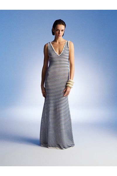 Nocturne Striped Long Dress