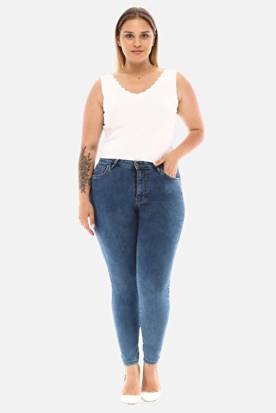 CEDY DENIM Slim Fit Jean Large Size High Waist Slim Fit Stretch Jeans C597-Light-Blue