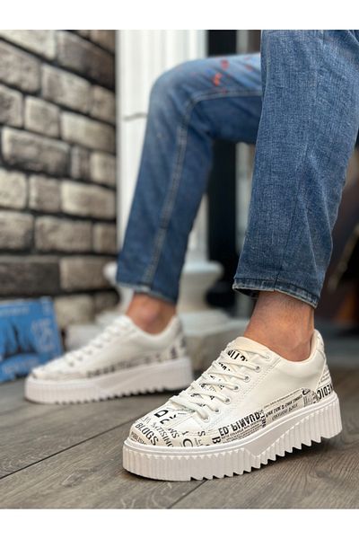 BOA High-Sole Newspaper Patterned BOA Men's Sneakers - BA0801