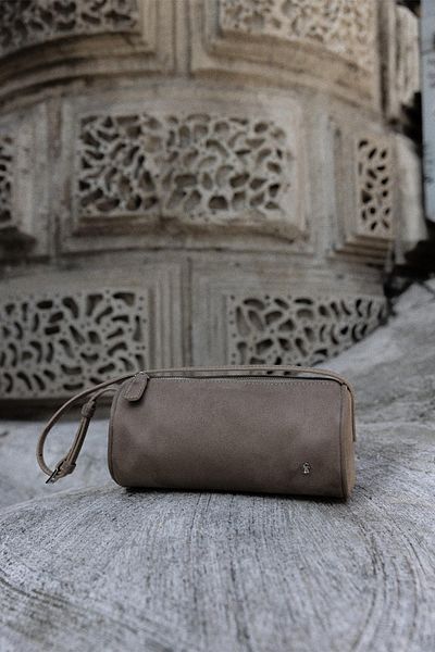 Suud Collection Велурена чанта от норка и гранат