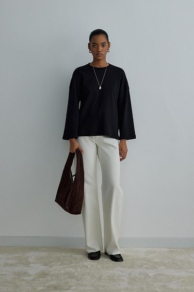 Suud Collection Μαύρο μακρυμάνικο μπλουζάκι Katie Oversize