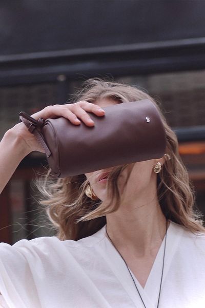Suud Collection Bitter Brown Lal Baguette Bag