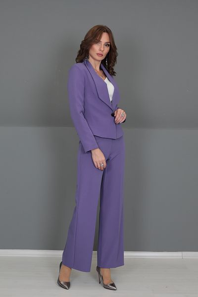 ÖNDER ÖZSOY Lilac Mini Jacket and Wide Leg Pants Set