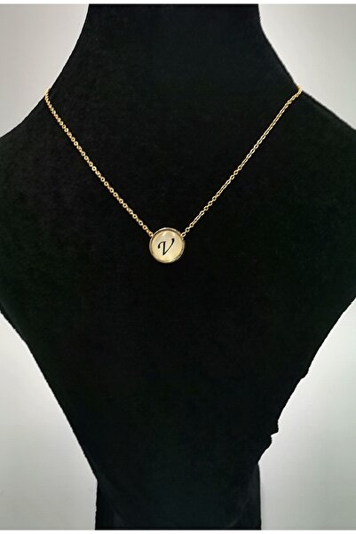 Monalisa Home "V" حرف صغير الحجم قلادة ذهبية اللون غير مشوهة