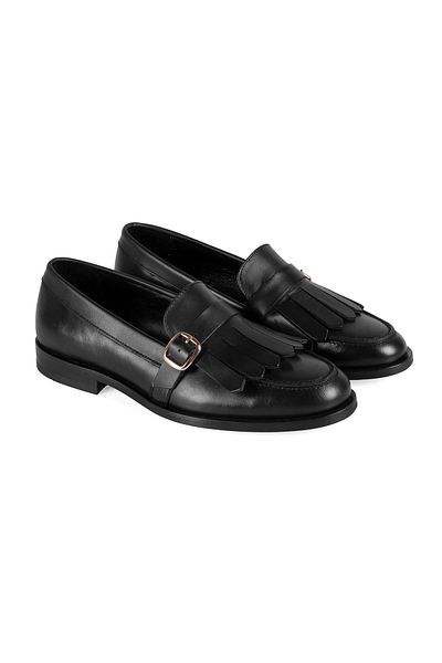 Desa Mocasini din piele neagra cu catarama reglabila pentru dama