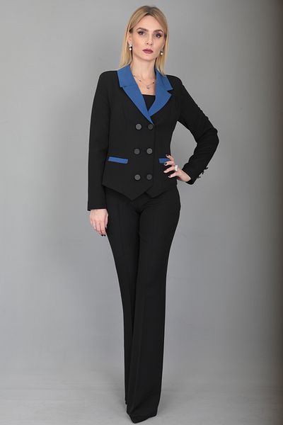 ÖNDER ÖZSOY Indigo Garnished Jacket and Spanish Trousers Set