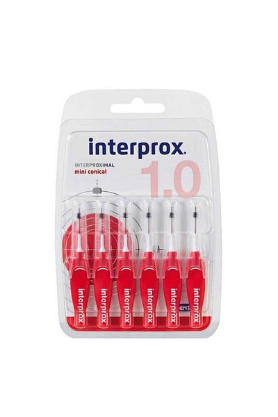 İnterprox فرشاة واجهة مخروطية صغيرة Interprox حمراء - 1.0 مم، 6 قطع