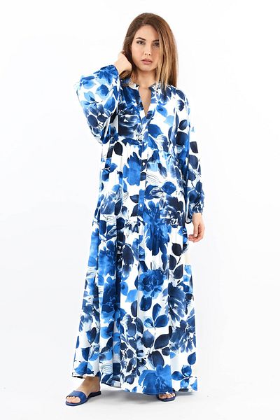 Ritnice Prive Women - Roses Blue Viscose Maxi Φόρεμα