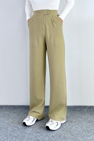 Ritnice Line Palazzo-Hose aus Lycra für Damen mit Klettverschluss, Ölgrün