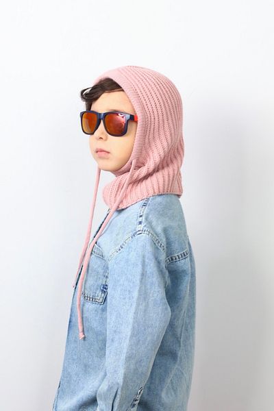 Ritnice Tricotaj Balaclava Roz cu șinuri pentru copii Beretă / Articole pentru cap
