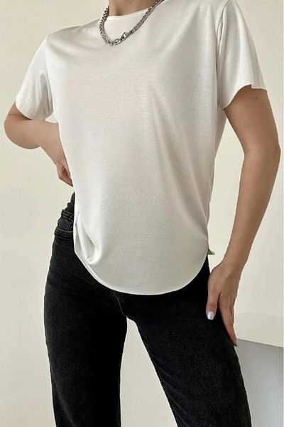 Ritnice Γυναικείο T-shirt εκρού 100% Modal Laseresim