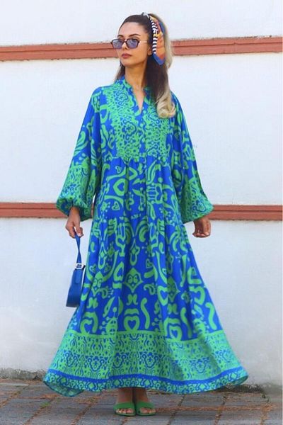 Ritnice Prive Γυναικείο φόρεμα Pera Green Blue Katleya