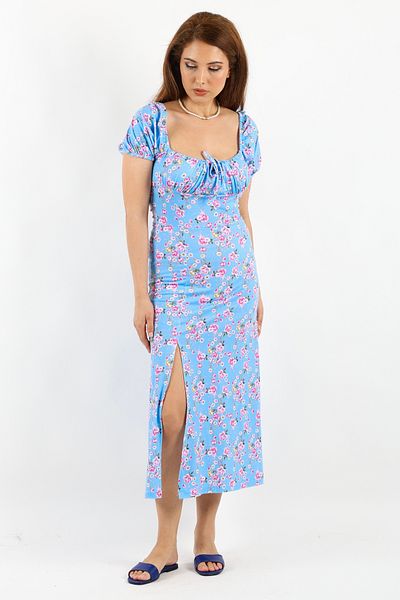 Ritnice Rochie Gardenia de damă cu model floral albastru
