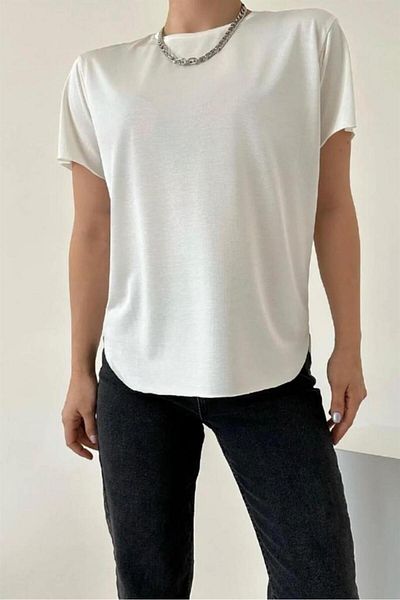 Ritnice Γυναικείο T-shirt εκρού 100% Modal Laseresim