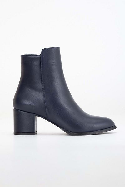 ANALİN SHOES حذاء نسائي بكعب يومي من الجلد الطبيعي باللون الأزرق الداكن