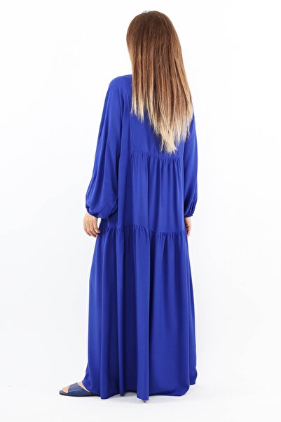 Ritnice Prive Women - 100% Viscose, Saks Blue, Maxi Length Summer Dress