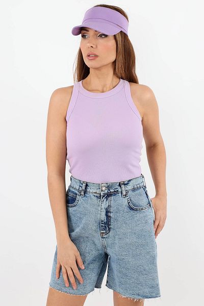 Ritnice Women's Premium Texture Lilac Corded Cotton Tank Top