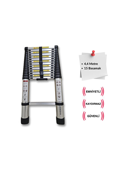 Endokon 440 Cm. - 15 Basamaklı Teleskopik Merdiven - I Tipi Uzayan Merdiven