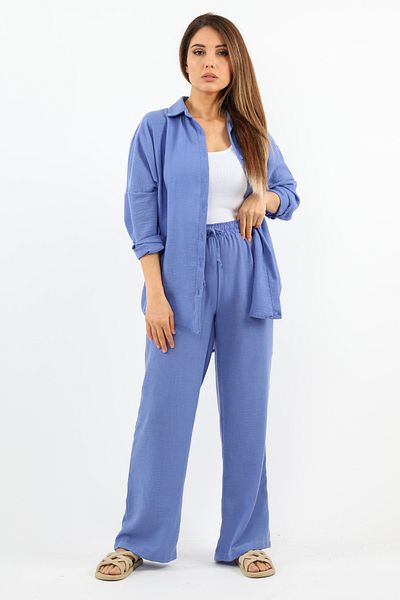 Ritnice Women's Linen Comfy Purple Bottom Top Set