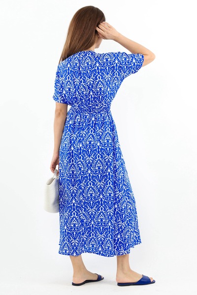 Ritnice Γυναικείο φόρεμα Aren Blue White Midi Viscose