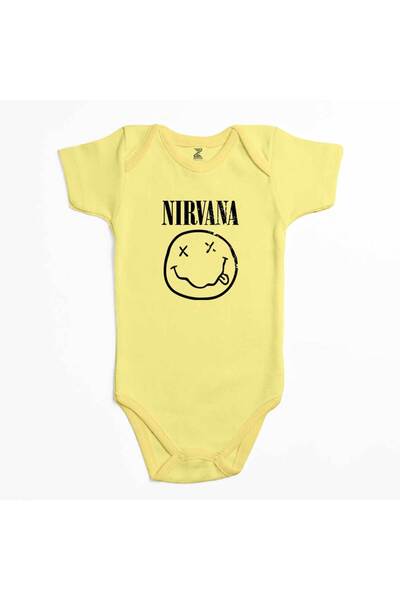 CrowsGate بدلة أطفال من نيرفانا سمايلي فيس باللون الأصفر