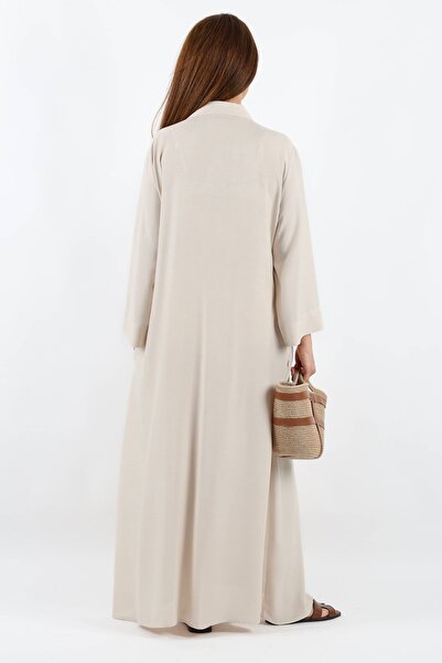 Ritnice Prive Beige Long Summer Dress - 100% Viscose, with Pockets