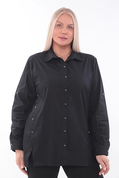 Lady Majestic Cămașă din bumbac cu design special de mărime mare
