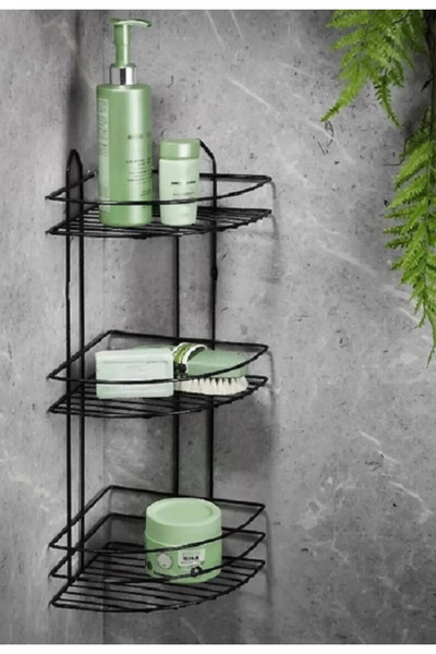 Marsilyan حمام زاوية 3 أرفف معدن أسود Royaleks-56574
