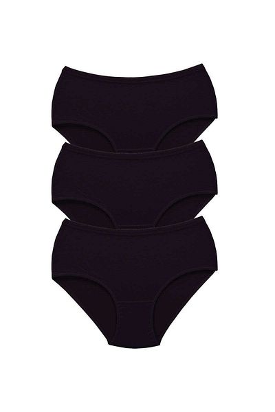 AC BOX 3 Pieces Tutku Women's High Waist Bato Thick Rubber Panties Black