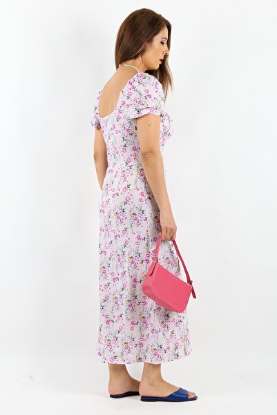 Ritnice Ροζ μπεζ γυναικείο φόρεμα με λουλούδια Gardenia