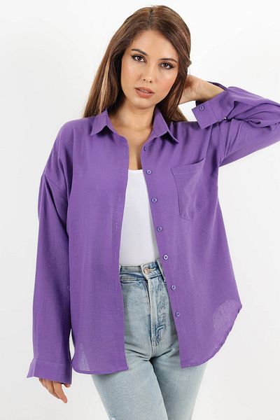 Ritnice Cămașă de damă din in violet - Design bine