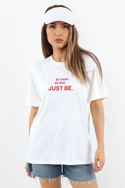 Ritnice Γυναικείο μπλουζάκι Just Be White Wide Cut 100% βαμβάκι