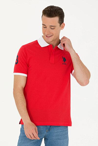 U.S. Polo Assn. Men's Red Polo Collar T-Shirt 50263444 -Vr030