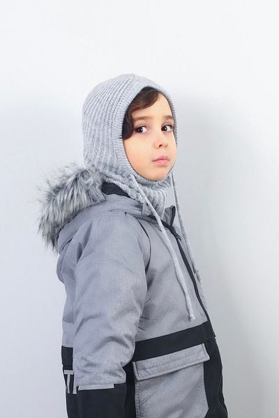 Ritnice Șnur pentru copii Balaclava gri Tricotaj Beretă/Șapcă