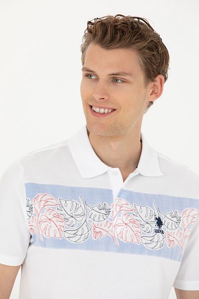 U.S. Polo Assn. Ανδρικό μπλουζάκι με λαιμόκοψη σε λευκό χρώμα 50263512 -VR013