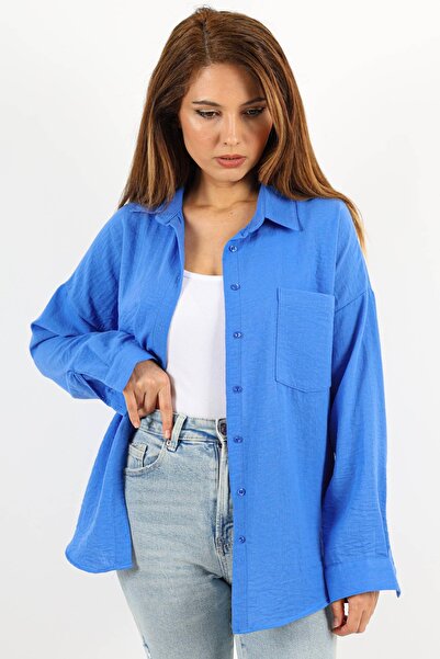 Ritnice Women's Well Blue Linen Shirt