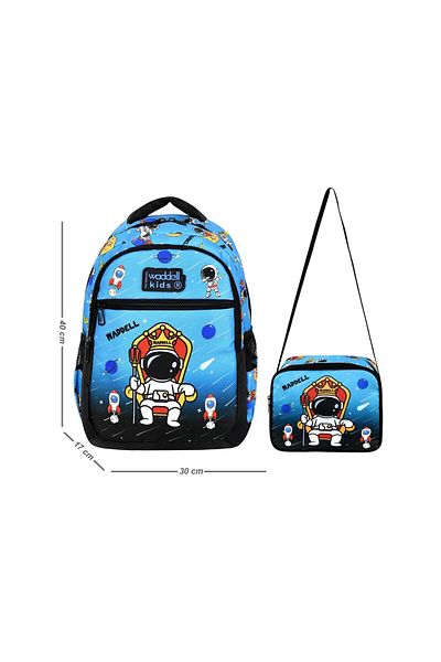 Waddell Geanta pentru școală primară cu model astronaut cu cutie de prânz 24308