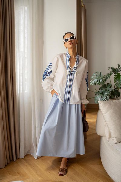 Askı Nişantaşı Baby Blue - Fusta evazată cu talie elastică