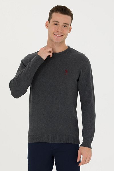 U.S. Polo Assn. Ανδρικό πουλόβερ Anthracite Melange Basic 50269005 -VR081