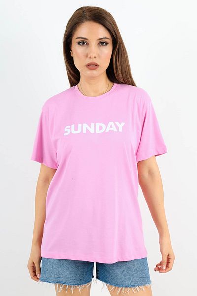 Ritnice Motto Written Oversize Pink Γυναικείο T-Shirt - 100% Βαμβάκι