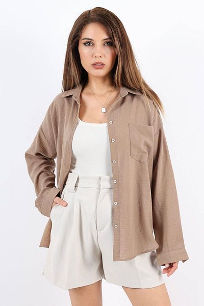 Ritnice Cămașă de damă din in maro - Design bine