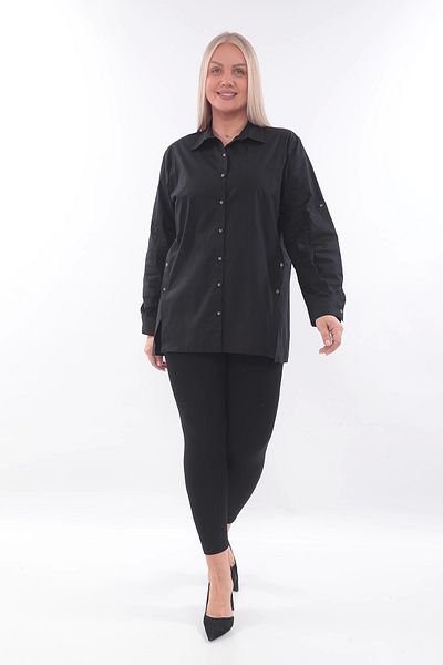 Lady Majestic Cămașă din bumbac cu design special de mărime mare