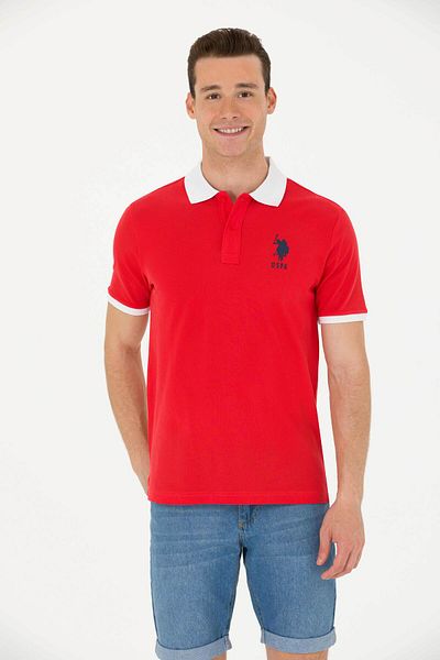 U.S. Polo Assn. Men's Red Polo Collar T-Shirt 50263444 -Vr030