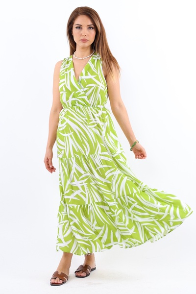 Ritnice Πράσινο Φόρεμα Σαντορίνης Βισκόζης - Ελαστική μέση