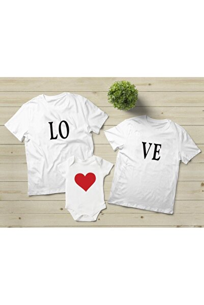 gold fotoğrafçılık Σετ μπλουζάκι και κορμάκι Lo-ve Heart 3-Pece Family Combination