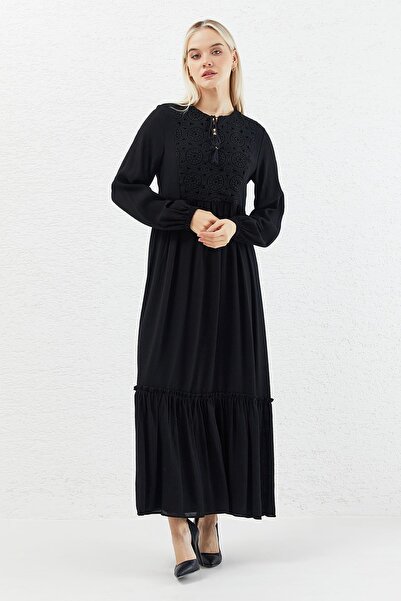 MODAJİN Dadali Lace Front Tassel Dress Black